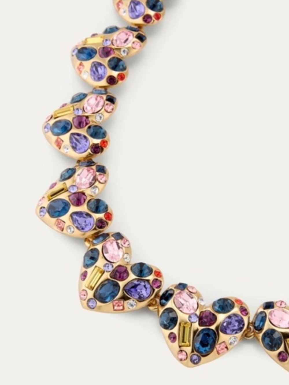 Oscar de la Renta Crystal Heart Collar Necklace